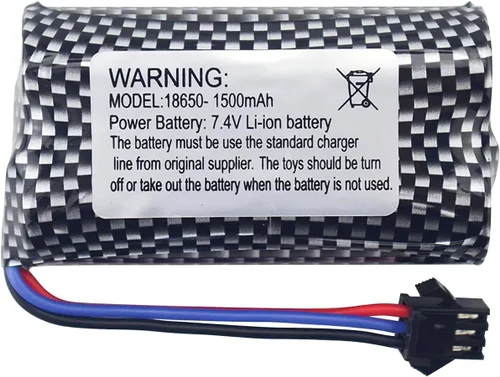 Vista 4 de 7.4V 1500mAh SM-3P Plug Batería de litio con cable de carga USB para DE43 DE60 RC Racing RC Car Battery 1575 Dump Truck Construcción Vehículo