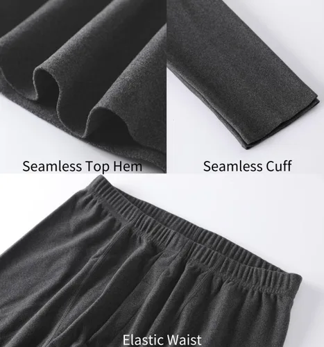 Vista 6 de YRW Ropa interior térmica para hombre con forro polar largo conjunto de capa base para clima frío M-4XL