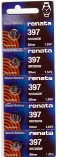Vista 2 de Renata - Batería para reloj Renata 397 o SR726SW o AG2 de 1,5 V (1 batería, 397 o SR 726 SW)
