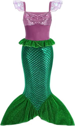 Vista 3 de Eledobby Mermaid Costume for Girls Princess Ariel Costumes Kids Halloween Outfits Mermaids Skirt Birthday Party Dress Up