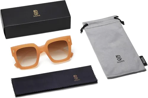 Vista 77 de SOJOS Gafas de sol cuadradas vintage de gran tamaño para mujer, estilo retro, de lujo, grandes, UV400 SJ2194