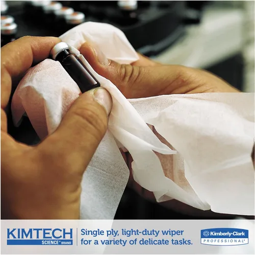 Vista 2 de Kimtech 34120 KIMWIPES Limpiaparabrisas delicados, 1 capa, 4 2/5 x 8 2/5, 280/caja, 30 cajas/cartón
