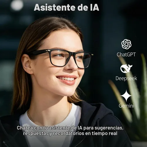 Vista 3 de Gafas Inteligentes de Traducción Ai con ChatGPT, Gafas Bluetooth con Traducción de 164+ Idiomas, Gafas Traductoras con Lentes de Cambio