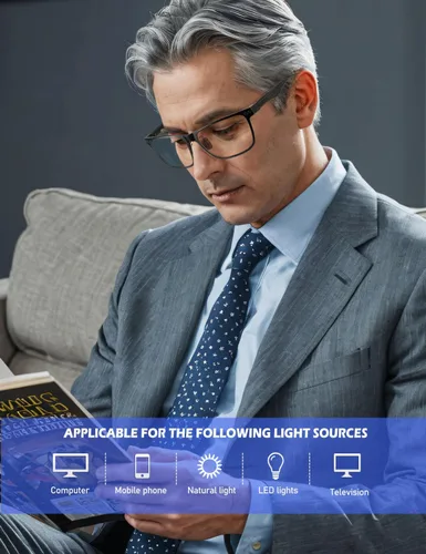 Vista 2 de ANYLUV Blue Light Glasses Men, Relieve Eyestrain and Eye Protection, Al-Mg Metal Computer Blue Light Blocking Glasses
