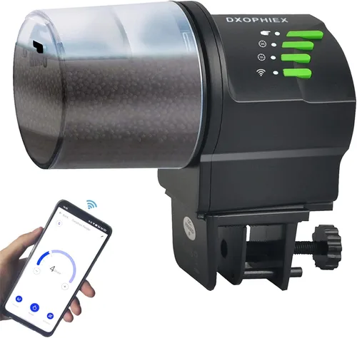 Vista 7 de DXOPHIEX Alimentador automático de pescados, dispensador de alimentos, alimentador de peces de vacaciones alimentado por batería y USB para acuario