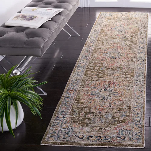 Vista 17 de SAFAVIEH Silverado Collection - Alfombra para pasillo, 2 x 8 pies, azul y óxido, diseño vintage envejecido, no desprende pelusa y de fácil cuidado