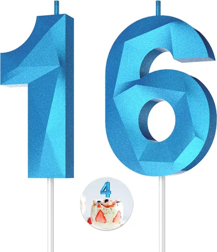 Vista 148 de Velas de cumpleaños con números (0 velas negras), forma de diamante 3D, decoración de pastel de feliz cumpleaños para niños y hombres, cumpleaños