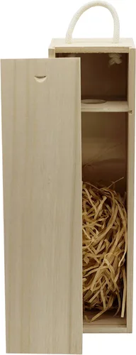 Vista 4 de Creative Hobbies Caja de madera para botella de vino, botella de licor, caja de regalo de madera con asa de transporte de cuerda para fiesta