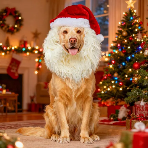 Vista 18 de Divertido disfraz de reno y alce para perro, bonita peluca peluda para Halloween y Navidad