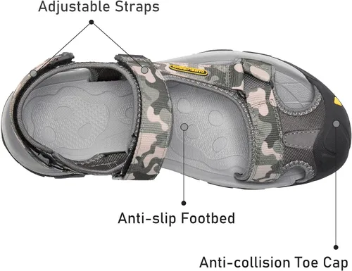 Vista 3 de CAMEL CROWN Sandalias de senderismo impermeables para hombre, sandalias de agua con punta cerrada, sandalias deportivas para verano, al aire libre