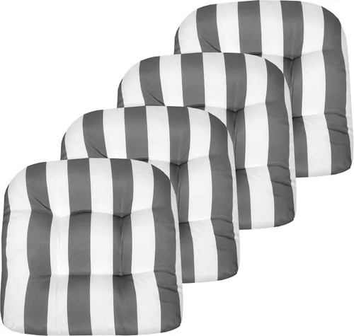 Vista 28 de Sweet Home Collection - Cojines para silla de patio y exterior, almohadillas prémium con relleno grueso y cómodo de fibra, mechones, 19 x 19 Negro