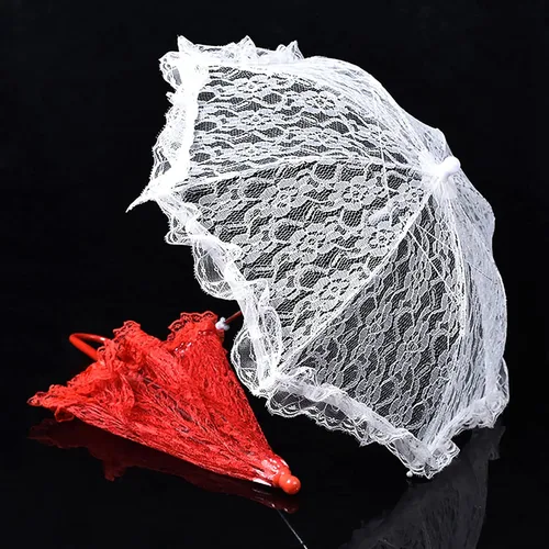 Vista 3 de Paraguas de encaje de 17 x 20 pulgadas, paraguas pequeño para boda, regalo de novia, boda, regalo de foto, regalo para niños, paraguas de encaje