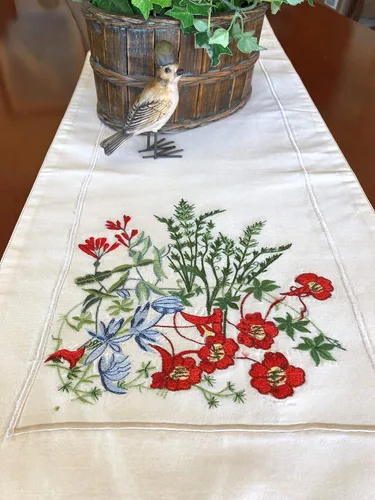 Vista 3 de Camino de mesa con muelles de miel y vinos, 36.0 in, camino de mesa bordado, decoración de mesa de primavera