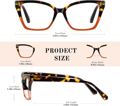 Vista 5 de 3Pack Reading Glasses for Women-Blue Light Blocking Readers Fashion Cat Eye Eyeglasses Spring Hinge Multi1-3p