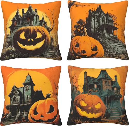 Vista 10 de Worltoldb Juego de 4 fundas de almohada de oso de Navidad con ciervo, para invierno, de Navidad, decorativas, de lino suave, funda de cojín cuadrada