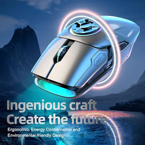 Vista 7 de RGB LED Lighting, EDC Stress-release, Bluetooth 2.4G Wireless UFO Gaming Mouse, 5 Buttons, 4 DPI Optical, Rechargeable, with USB Receiver, for