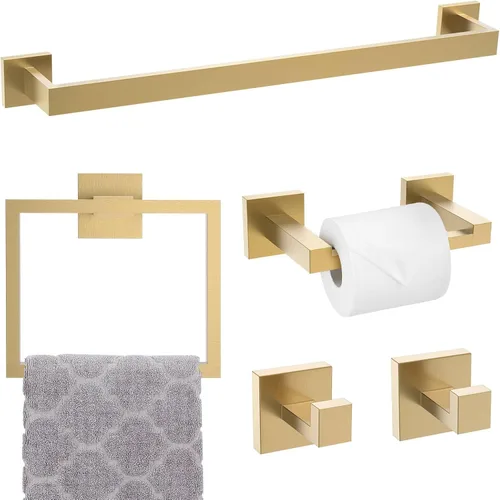Vista 15 de Juego de Barras Portotoallas Negro Mate de 5 Piezas, Juego de Accesorios de Ferretería para Baño, Juego de Portotoallas Moderno de 23.6 Pulgadas