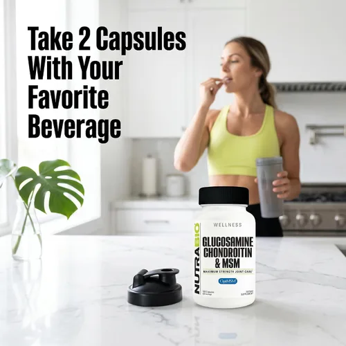 Vista 8 de NutraBio Suplemento de glucosamina condroitina y OptiMSM, fórmula de apoyo articular - 120 cápsulas (120 unidades)