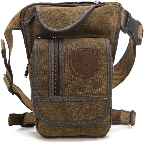 Vista 2 de Canvas Drop Leg Bag Outdoor Waist Pack for Men Women Tactical Military Motorcycle Bike Cycling Multi-Pocket Waist Fanny Pouch Travel Hiking Climbing
