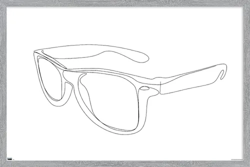 Vista 13 de Trends International LÍNEA Y CEPILLO - Póster de pared de lentes de sol de línea continua, 22.37 x 34.00 pulgadas, versión enmarcada de caoba