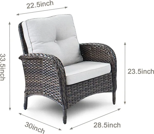 Vista 7 de HUMMUH Juego de 2 sillas de mimbre para exteriores, sillas de comedor con respaldo alto y asiento profundo para jardín, porche, patio trasero
