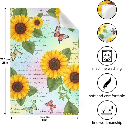 Vista 3 de GAIREG Retro Sunflowers Butterflies Dish Cloths for Drying Dishes, 28x18 Inches Absorbent Printed Hand Towels, Set of 6