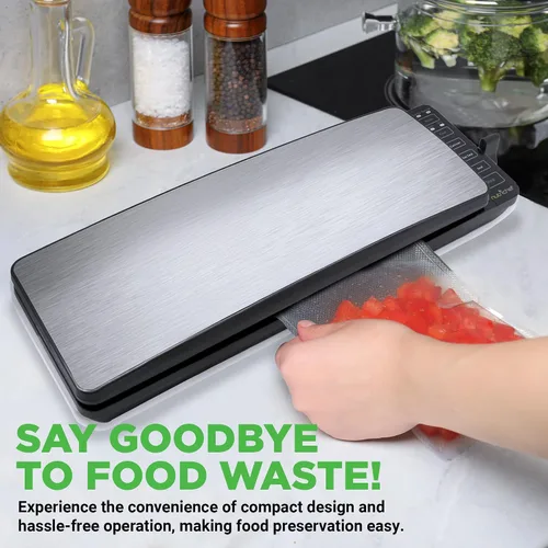 Vista 3 de NutriChef Sellador al vacío versión actualizada Sistema automático de sellado de aire al vacío para conservación de alimentos con kit de inicio