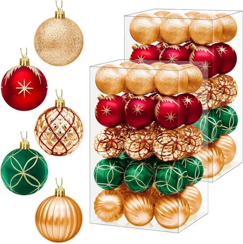 Vista 11 de DeckTheHalls Adornos de bolas de Navidad, 30 piezas de 2.5 pulgadas irrompibles, bolas de decoración navideña para colgar en el árbol de Navidad