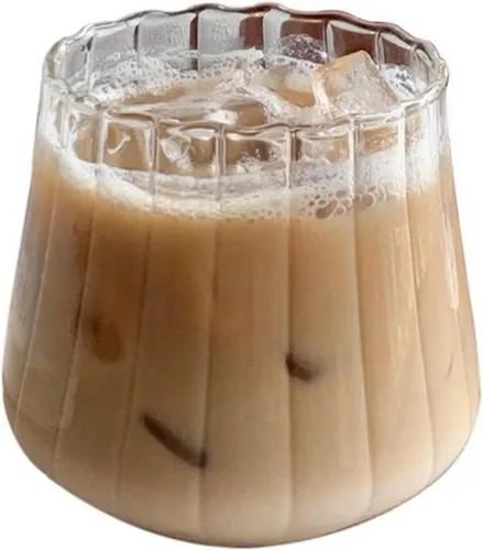 Vista 11 de Ochine Vasos acanalados para beber – Vasos de vidrio para vino, café, cócteles, expreso, té helado, agua, bebidas, jugo y cerveza