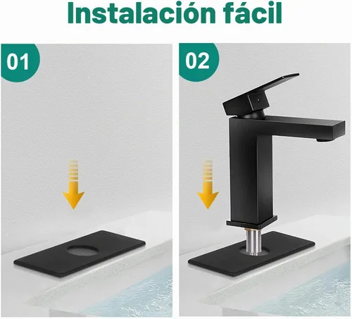 Vista 5 de Cubierta de orificio para fregadero de 6 pulgadas, cubierta de orificio para grifo de baño de 1 a 3 agujeros, placa rectangular de acero inoxidable