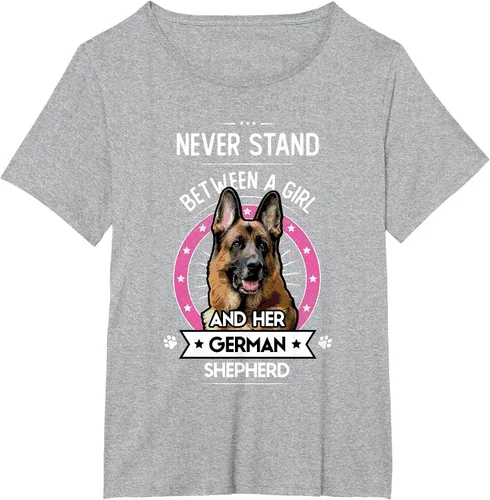 Vista 9 de Never Stand Between A Girl and Her German Shepherd T-Shirt Asphalt Grey