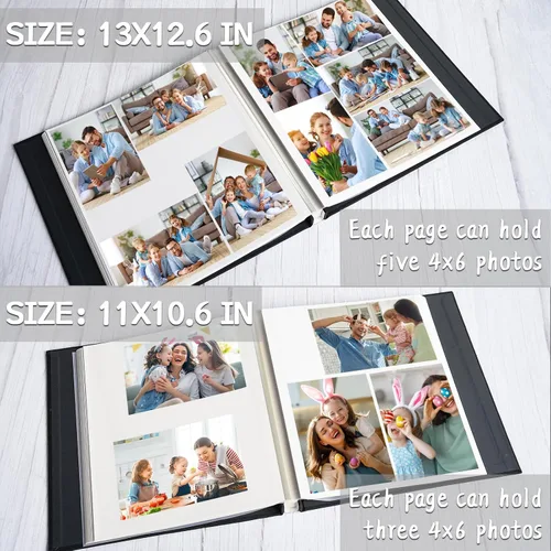 Vista 5 de Vienrose Álbum de fotos autoadhesivo para fotos de 2 x 3, 4 x 6, 5 x 7, 8 x 10 pulgadas, 40 páginas en blanco, cubierta de lino, libro de recuerdos