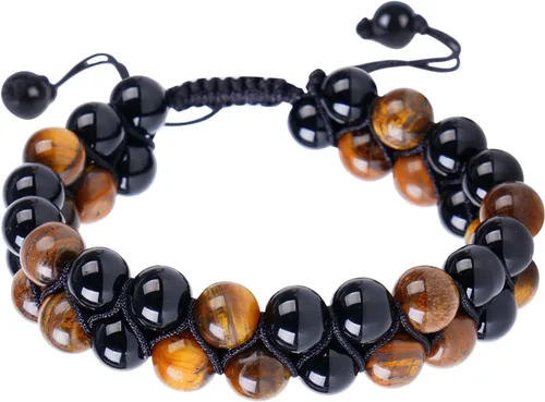 Vista 9 de Triple Protection Bracelet,Bracelets for Men Women, Natural Tiger Eye Jewelry Stone Hematite and Blue Stone Hematite 8mm Crystal Bracelet