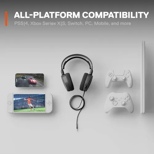 Vista 5 de SteelSeries Arctis 3 - Auriculares para juegos de plataforma para PC PlayStation 5 Xbox One Nintendo Switch - Negro