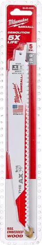 Vista 2 de Milwaukee 48-00-5026 The Ax - Hojas de sierra recíproca 5 TPI de 9 pulgadas, paquete de 5