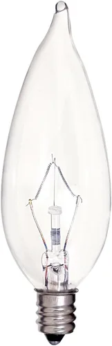 Vista 4 de Satco S3272 - Bombilla incandescente CA7 de 10 W, 80 lúmenes, color blanco suave, 2700 K, base de candelabro, regulable
