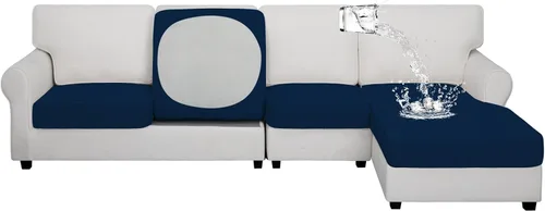 Vista 19 de Easy-Going Funda de cojín 100% impermeable para asiento de sofá, funda de cojín elástica de muebles, para niños, mascotas, cojín de sofá biplaza