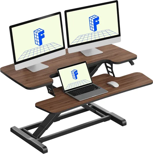 Vista 14 de FLEXISPOT Convertidor de escritorio de pie de 28 pulgadas para espacios pequeños, elevador de escritorio compacto para computadora de pie Negro