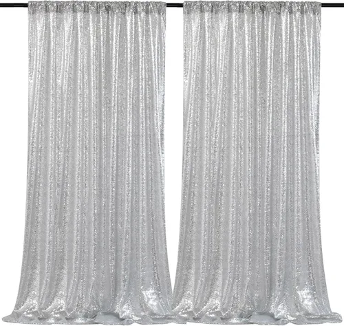 Vista 50 de B-COOL Cortinas de Fondo de Lentejuelas Azul Bebé 2 Piezas 2ftx8ft Fotografía para Fiestas Fondo Brillante Cortinas para Prom Bodas Baby Shower