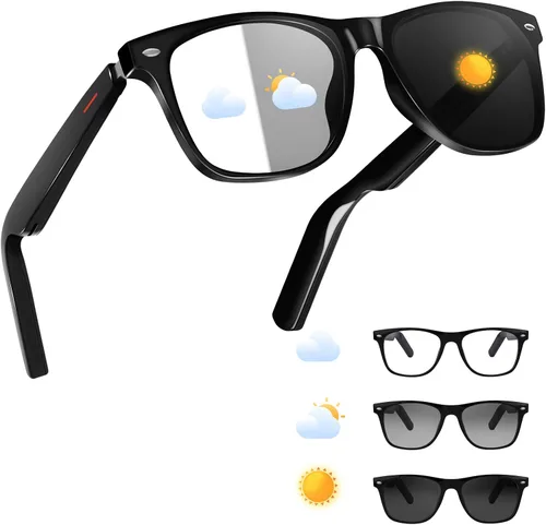 Vista 14 de Lentes inteligentes AI con patillas dobles desmontables (Bluetooth + estándar), chip DeepSeek R1, traducción AI en tiempo real, lentes de cambio