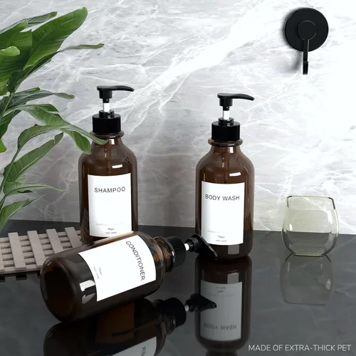 Vista 7 de Moderno dispensador de champú y acondicionador de montaje en pared, sin taladro, dispensador de jabón de ducha de baño de 16 onzas, montado