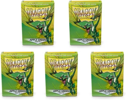 Vista 5 de Paquete de 5 fundas para tarjetas Dragon Shield de tamaño estándar verde manzana mate, paquete de 100