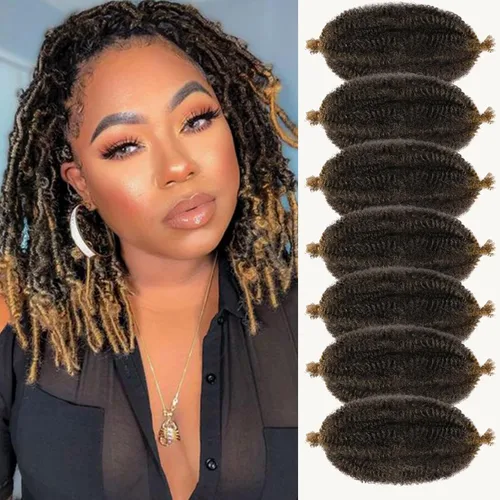 Vista 49 de Cabello para Trenzas Marley Twist de 10 pulgadas Negro 3 Paquetes Cabello Afro Twist Elástico Preseparado para Locs Suaves Cabello Spring Twist