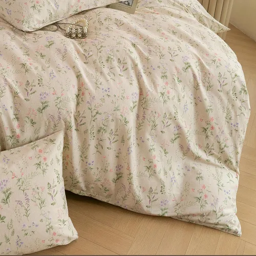 Vista 5 de ECOCOTT Juego de funda de edredón floral tamaño Queen, 100% algodón lavado, sensación de lino, 3 piezas, funda de edredón vintage con cierre