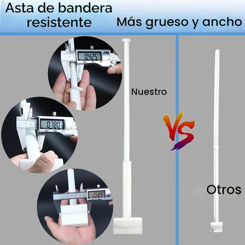 Vista 4 de Acocony - Mástil de bandera para automóvil con tapa de bloqueo y clip de retención Paquete de 5 mástiles de plástico blanco de 20 pulgadas