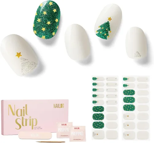 Vista 9 de NAILOG - Tiras de uñas de gel semicuradas 34 piezas Compra 2 y obtén 1 lámpara ultravioleta Calcomanías de esmalte de uñas duraderas con acabado