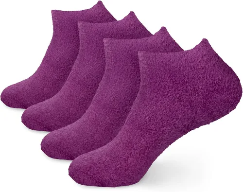 Vista 10 de BambooMN Calcetines de spa de nailon mullidos con infusión de aloe para mujer, color morado lavanda, 3 pares