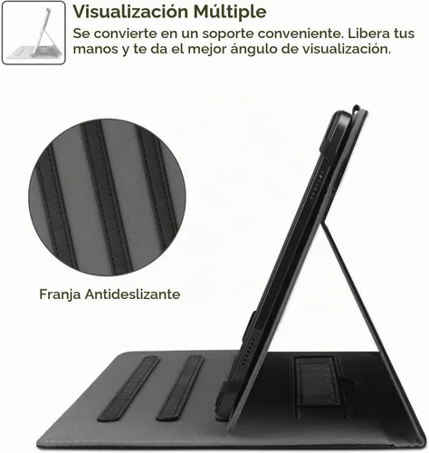Vista 2 de HGWALP Funda universal para tablet de 9, 9.7, 10.1, 10.2, 10.5, 10.9 y 11 pulgadas, funda para tablet con múltiples ángeles de visión con correa