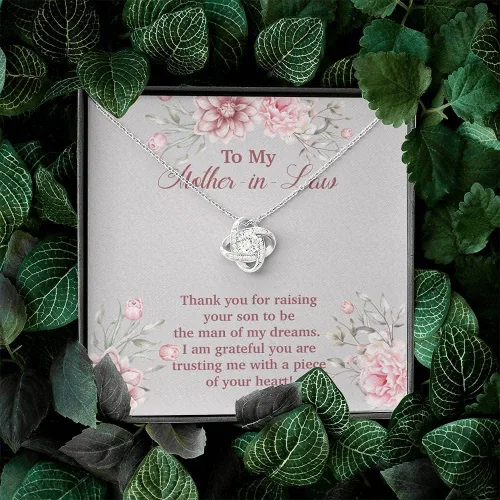 Vista 3 de To My Mother in Law Thank You for Raising Your Son to Be the Man of My Dreams Love Knot Collar de joyería collar de regalo con tarjeta de mensaje