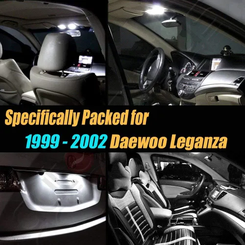 Vista 2 de Paquete de 12 bombillas LED de 6000 K para interior de automóvil, color blanco superblanco, compatible con Daewoo Leganza 1999-2002